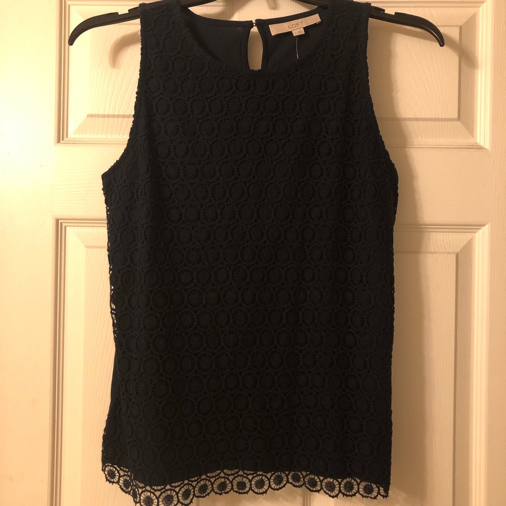 NWT Loft Lace Overlay Sleeveless Top